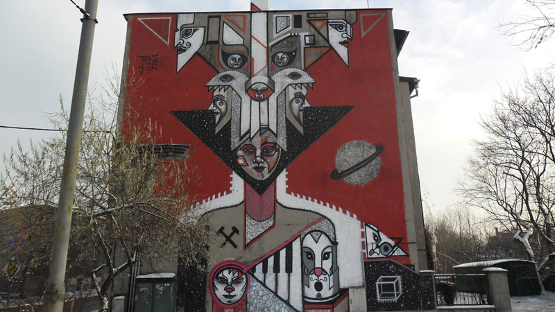 Mural autorstwa Raspazjana w Szopienicach