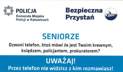 Seniorze. Nie daj się oszkukać. Uważaj. Przez telefon nie widzisz, z kim rozmawiasz.