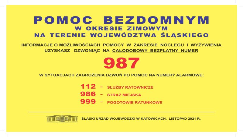 plakat informacyjny o pomocy bezdomnym