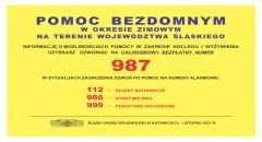 plakat informacyjny o pomocy bezdomnym